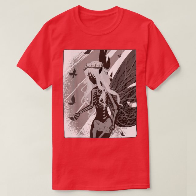 Camiseta Gótico da morte Skeleton Fada Estética Fairywave F (Frente do Design)