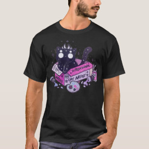Camiseta Gótico de arte Kawaii Pastel Artista de Cat