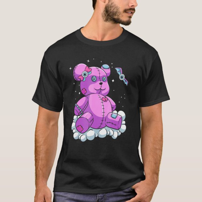 Camiseta Gótico de Bonecas Voodoo Pastel Teddy Bear Witchcr (Frente)