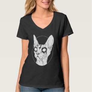 Camiseta Gótico De Gato I De Esfina Metálica Preta E Metal