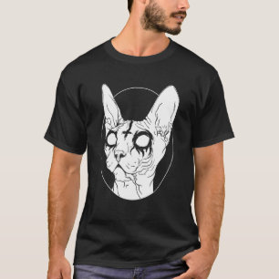 Camiseta Gótico De Gato I De Esfina Metálica Preta E Metal