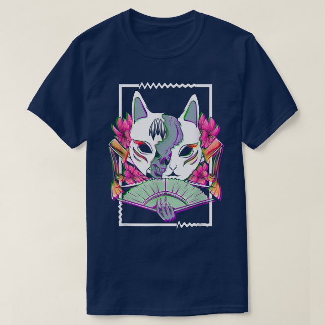 Camiseta Gótico de máscara Samurai Geisha (2) (Frente do Design)