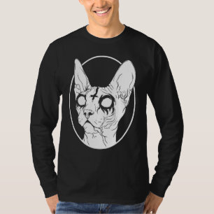 Camiseta Gótico De Pastas De Gato De Esfinge De Metal Negro