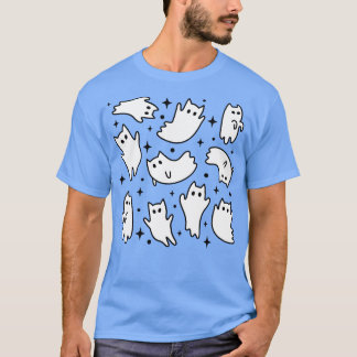 Camiseta Gótico de pastel bonito Kawaii Ghost Cats Rosa Pad