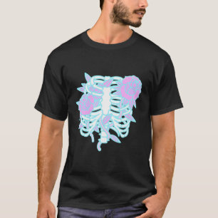 Camiseta Gótico do Pastel Ribcage Gótico Kawaii Esqueleto A