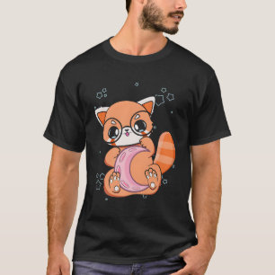 Camiseta Gótico do Pastel Vermelho Panda Chibi Anime Moon