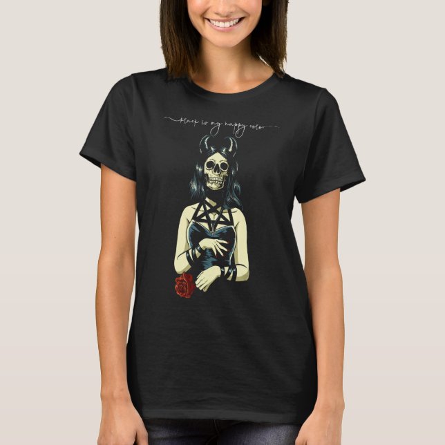 Camiseta Gótico Emo Black É Minha Cor Feliz (Frente)
