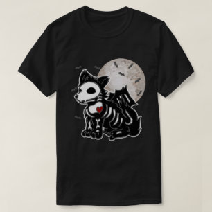 Camiseta Gótico Emo do Anime Wolf Edgy Skeleton Halloween