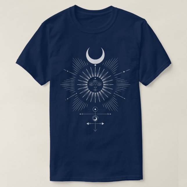 Camiseta Gótico espiritual Mystical Moon Wiccan Witan (Frente do Design)