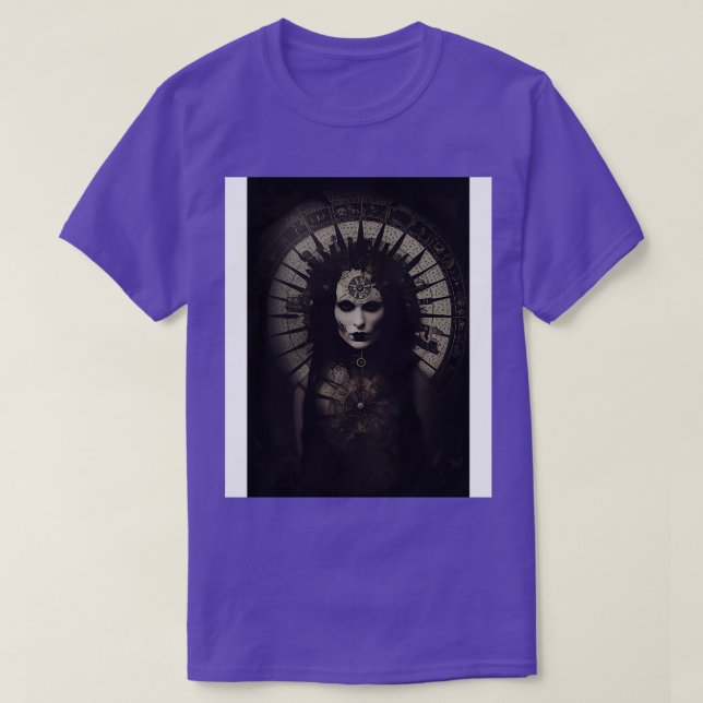 Camiseta Gótico Estilo Tarot Sinistro Roda Da Fortuna 1 (Frente do Design)