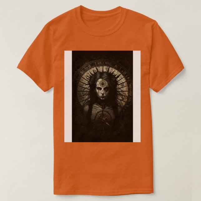 Camiseta Gótico Estilo Tarot Sinistro Roda Da Fortuna 4 (Frente do Design)