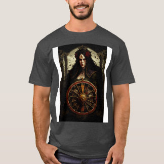 Camiseta Gótico Estilo Tarot Wheel Da Fortuna 1