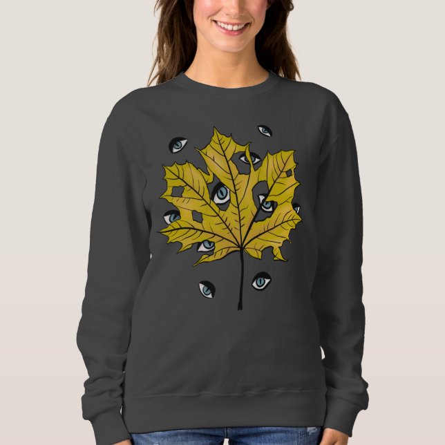 Camiseta Gótico Estranho Leaf Olhos Assustadores (Frente)