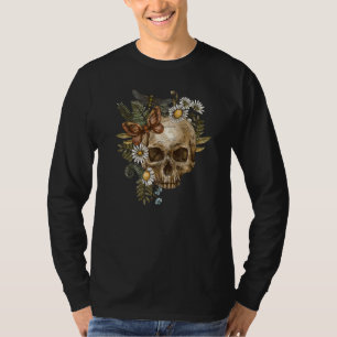 Camiseta Gótico Floral Caveira Cottagecore Halloween