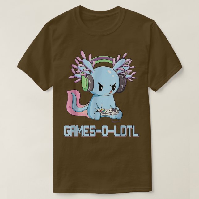 Camiseta Gótico Gamesolotl Axolotl Video Gamer Kawaii Paste (Frente do Design)