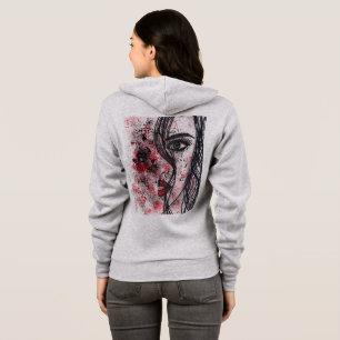 Camiseta Gótico Grunge Abstrato Retrato de Garota Arte em L