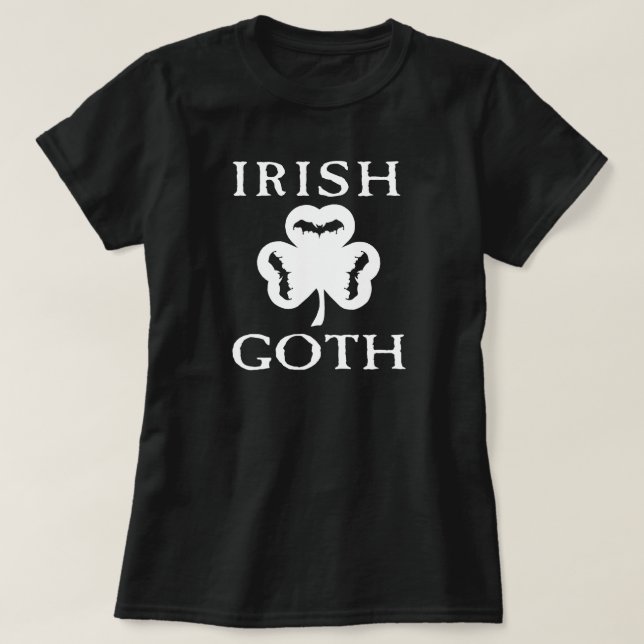 Camiseta Gótico Irlandês Shamrock Bats (Frente do Design)