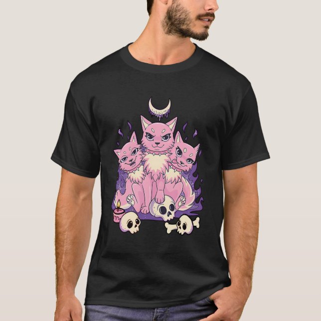 Camiseta Gótico Kawaii Pastel Cachorro 3 Cachorro De Cabeça (Frente)