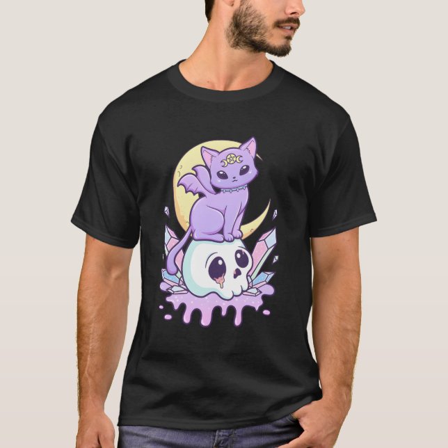 Camiseta Gótico Kawaii Pastel Cachorro E Caveira (Frente)