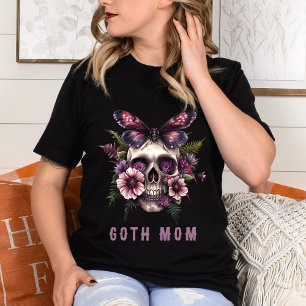 Camiseta Gótico Mãe Floral Caveira Mama Dia de as mães Roxo