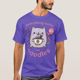 Camiseta Gótico Pastel Ramen Noodle Gata Anime Kawaii 