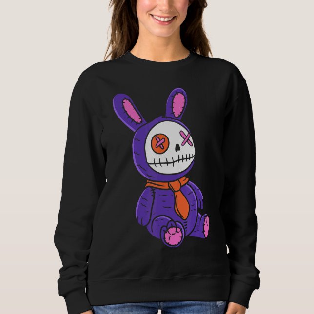 Camiseta Gótico Pia-Rosa-Rosa, Urso Cinzento Voodoo Boneca  (Frente)