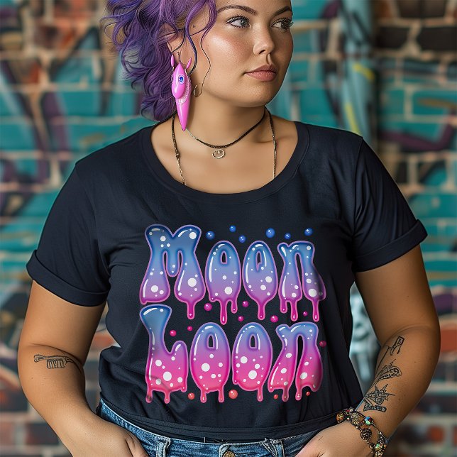 Camiseta Gótico rosa púrpura da Lua Celestial 70s (Criador carregado)