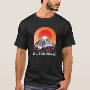Camiseta Gótico Sakura Pastel Onda de vapor Fuji Yama