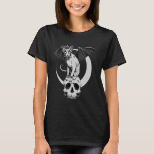 Camiseta Gótico Sphynx Cat Bat Wicca Gótico Skull Mau Pagan