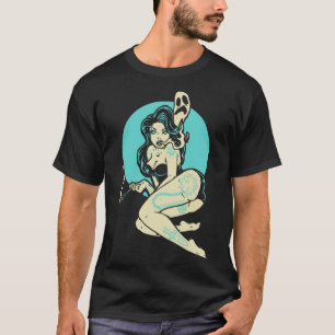Camiseta Gótico Tatuado Menina Horror Ghost Moon Rockab