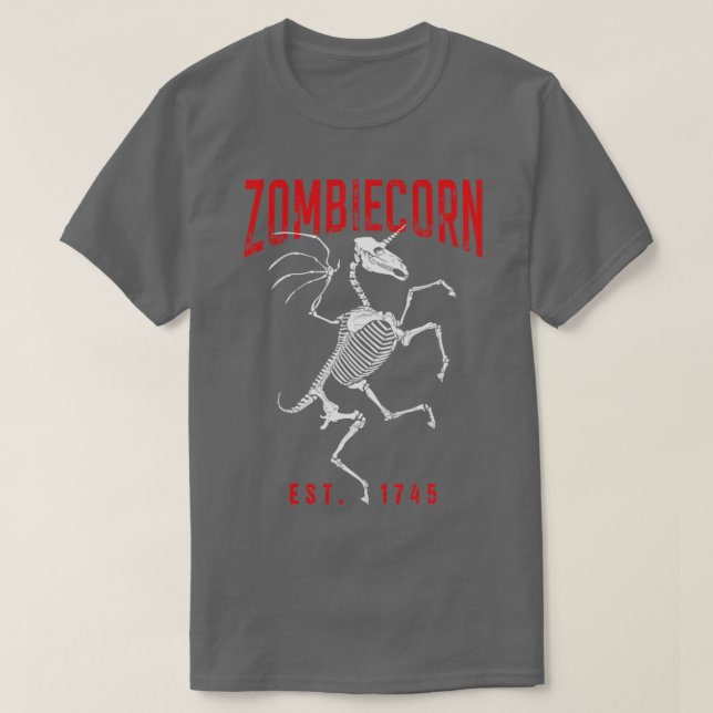 Camiseta Gótico Zombiecorn Halloween Zombie Skeleton Unicor (Frente do Design)