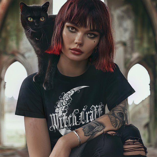 Camiseta Góticos Raparigas Witchcraft Crescent Moon Gothic  (Criador carregado)