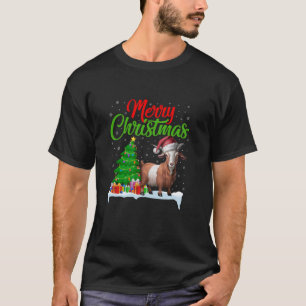 Camiseta Goto da árvore de Natal Luzes engraçadas Xmas Goat