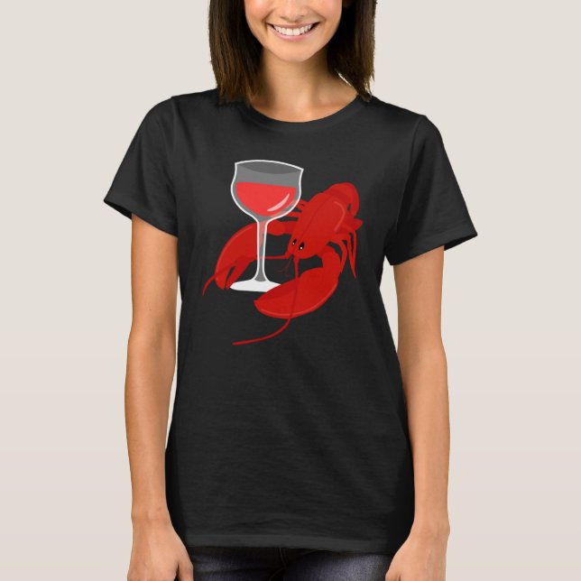 Camiseta Gourmet  Red Wine Wine Lobster Hummer Dinner (Frente)