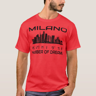Camiseta GPS Coordena a cidade de Milão Skyline Dream City