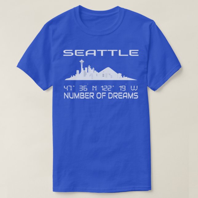 Camiseta Gps Coordena a cidade de Seattle Skyline Dream (Frente do Design)