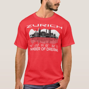 Camiseta Gps Coordena a cidade de Zurique Skyline Dream