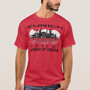 Camiseta Gps Coordena a cidade de Zurique Skyline Dream Cit