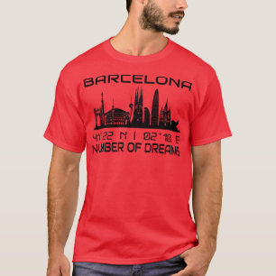 Camiseta GPS Coordena a cidade do horizonte de Barcelona