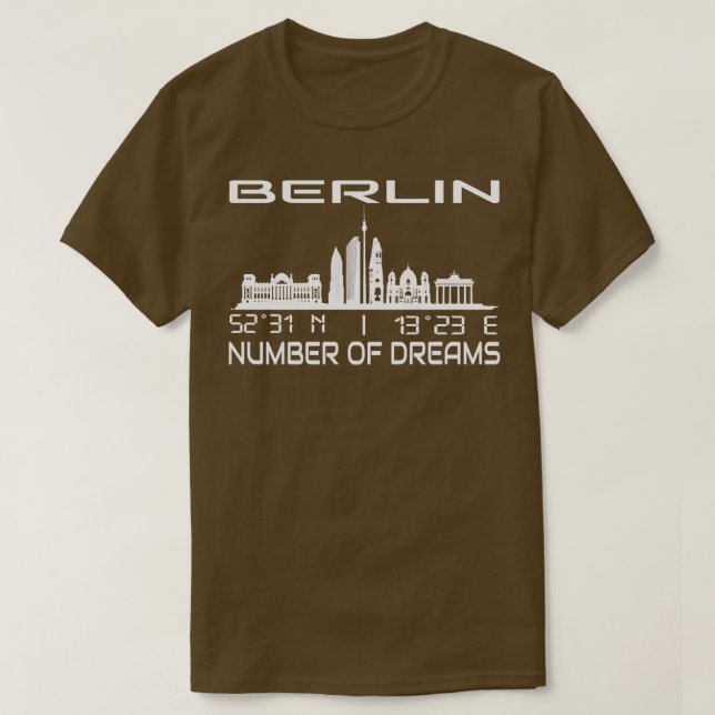 Camiseta GPS Coordena Cidade de Dream no Skyline de Berlim (Frente do Design)