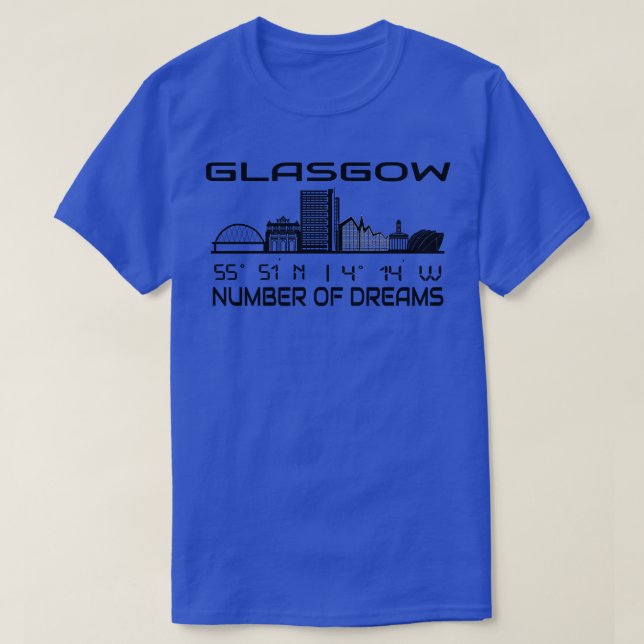 Camiseta GPS Coordena Cidade Glasgow Skyline Dream City 1 (Frente do Design)