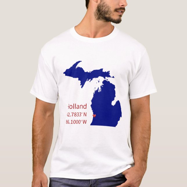 Camiseta GPS Coordinates of Holland Michigan (Frente)