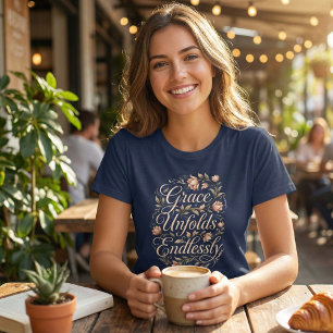 Camiseta Graça Desdobra-se Sem Fim Floral Inspirador