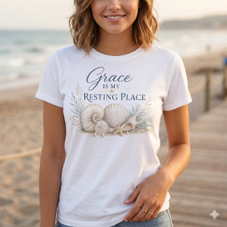 Camiseta Graça É Meu Lugar de Repouso – Inspiração Costeira