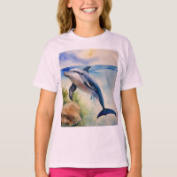 Graça em Azul: Golfinho em Aquarela