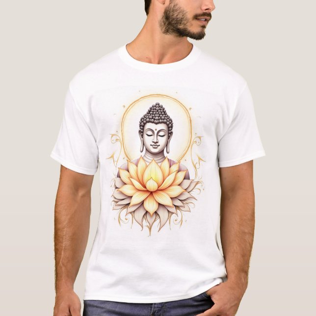 Camiseta "Graça Eterna: Buda com Lotus Sagrada" (Frente)