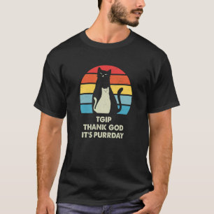 Camiseta Graças a Deus É Purrday Gato Fim de Semana Kitten