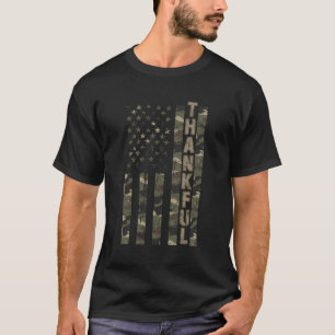 Camiseta Graças aos Estados Unidos aflitos Camo W Us Flag