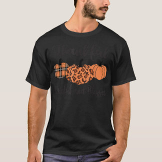 Camiseta Graças Grata Xadrez Bênção Leopard Pumpkin Th
