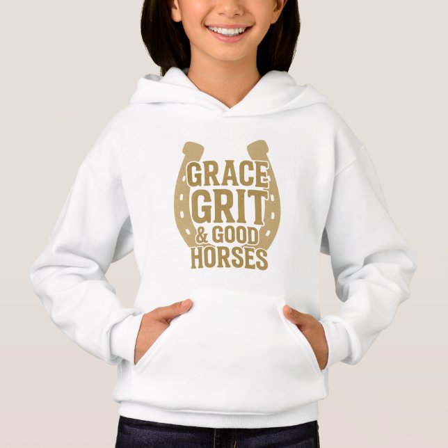 Camiseta Grace, Grit & Good Horses Western Girls Hoodie (Frente)